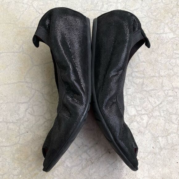 Pas De Rouge Shoes Peep Toe Wedges black nubuck suede leather 39 - Picture 5 of 8